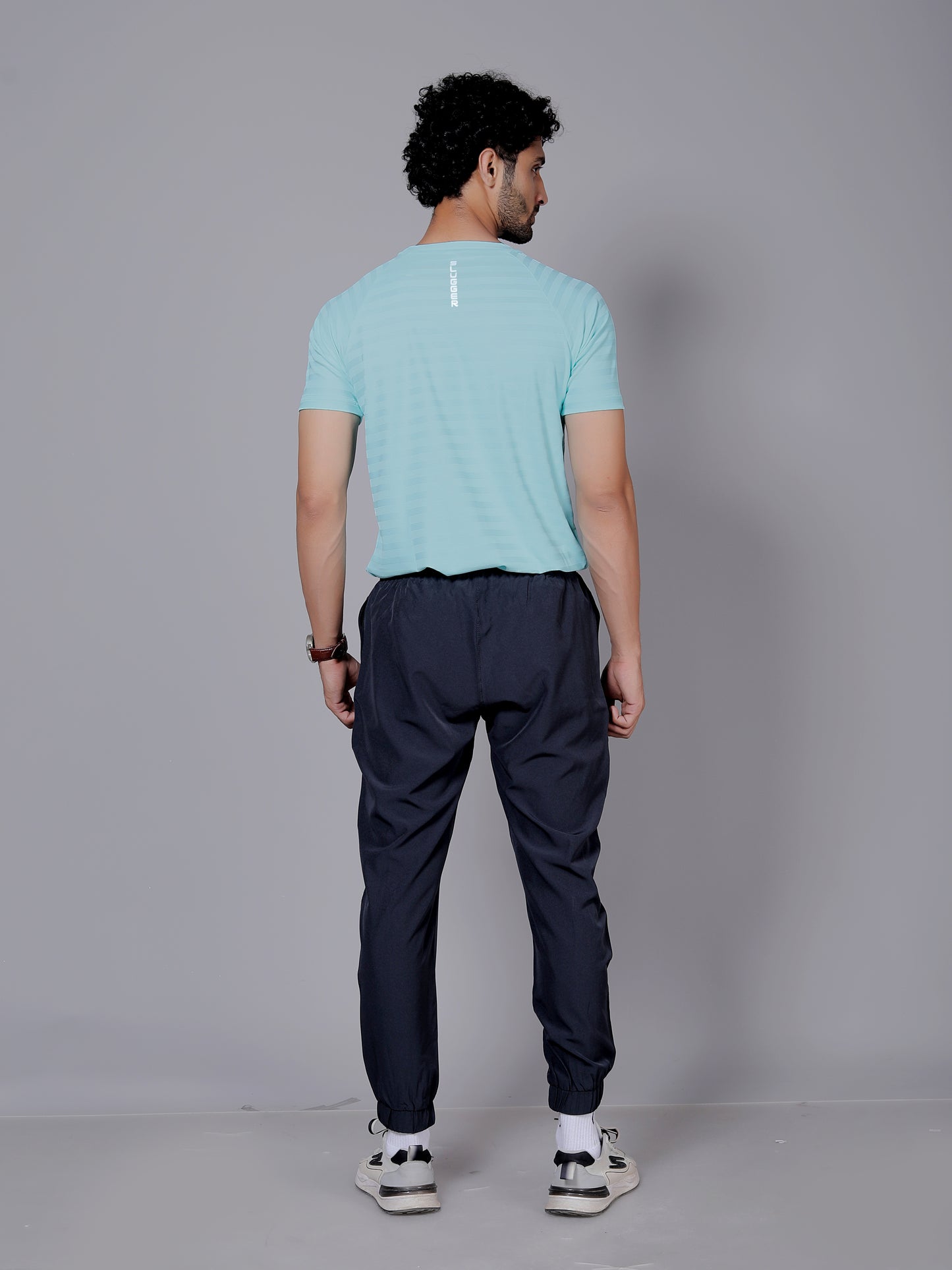Dry fit sea green and joggers workout combo | Sea green T-shirt and black jogger