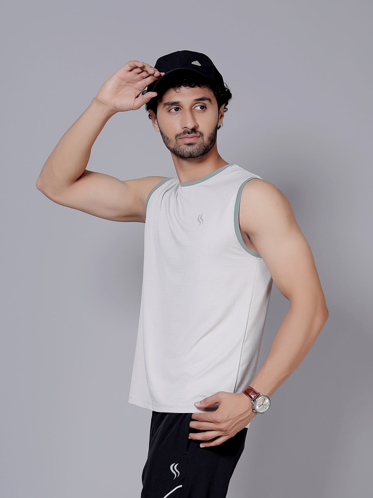 Ultra soft Cut sleeves Sports T-Shirt | Softest, lightest, and most breathable fabric | White and green colour