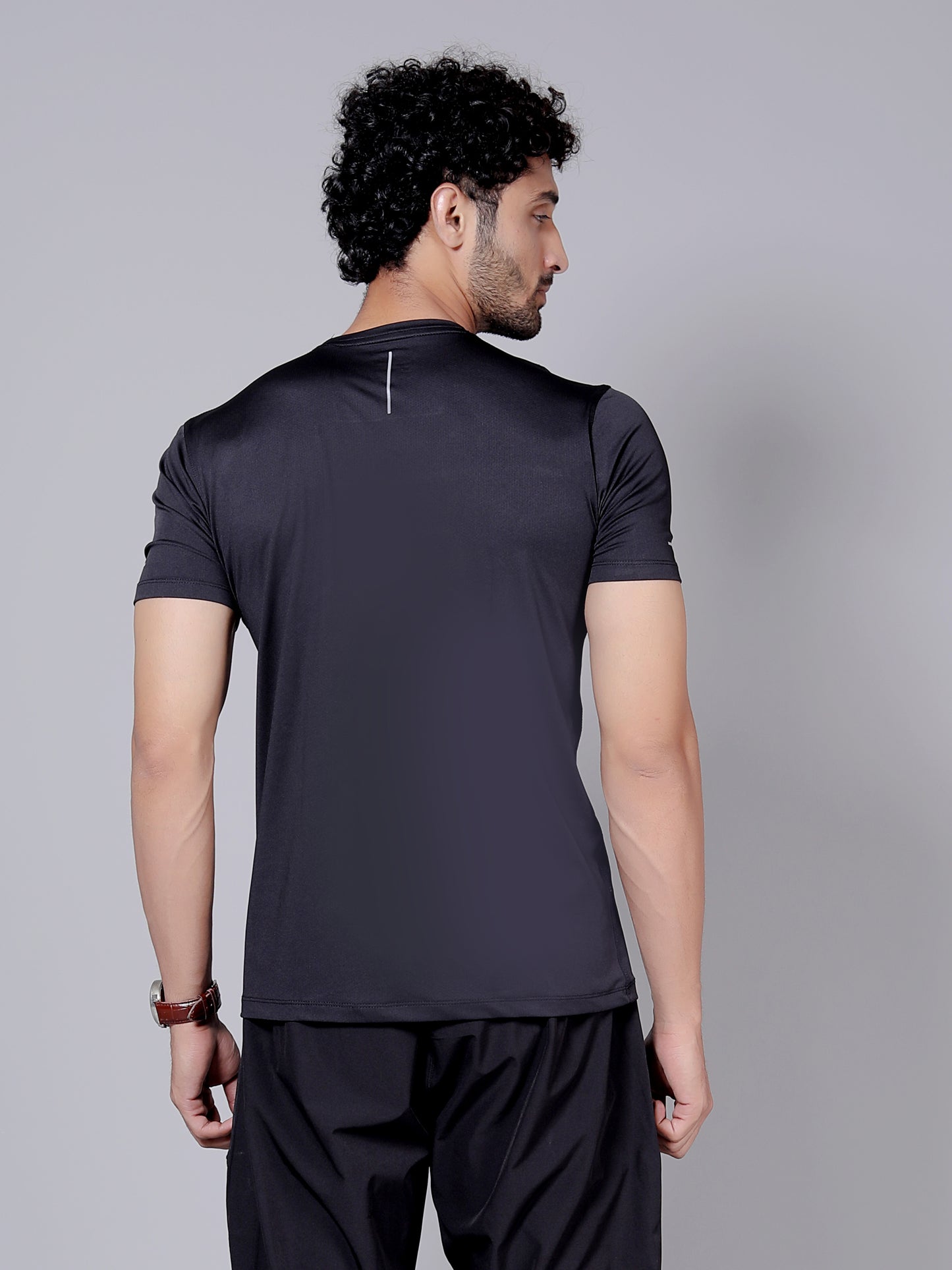 Ultra soft T-shirt and stripe joggers workout combo | Black T-shirt and black jogger