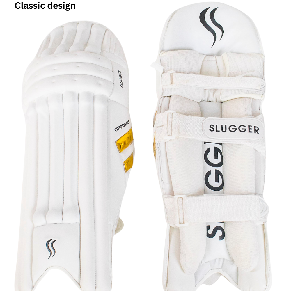 SLUGGER Corporate combo of White Batting Leg guards/Pads and White Gloves (2 products)