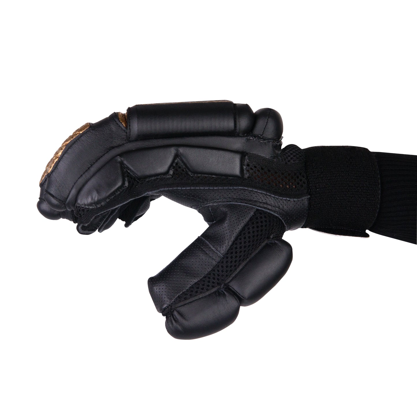 A Slugger Professional cricket batting glove shown from the side, highlighting its elegant design and smooth finish.