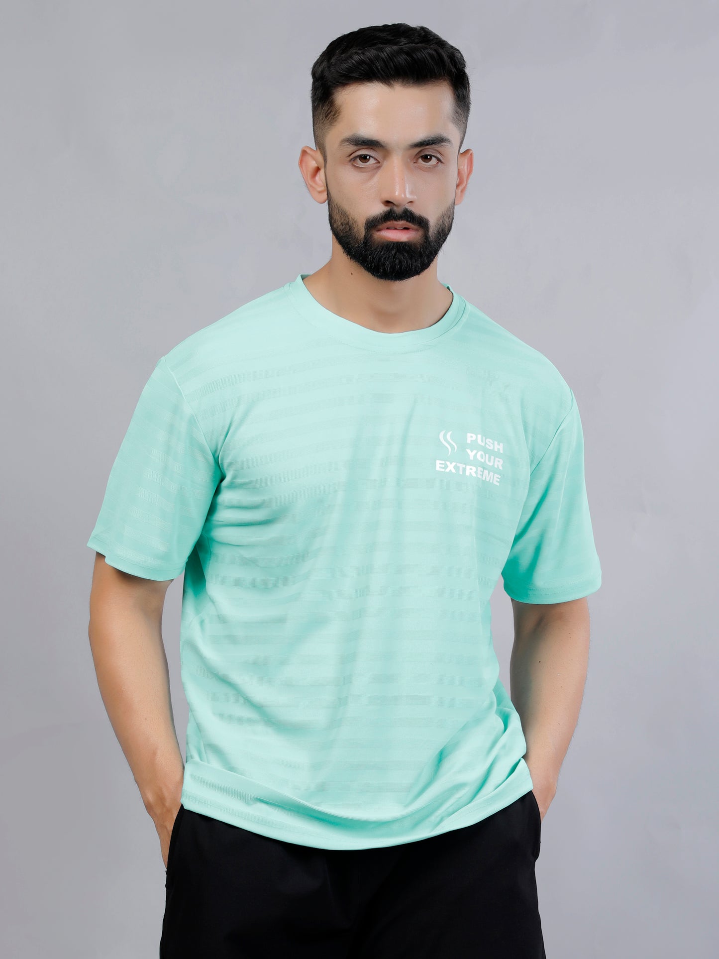 Sea green Dry fit workout motivation T-shirt by Slugger | Regular Fit & Round Neck