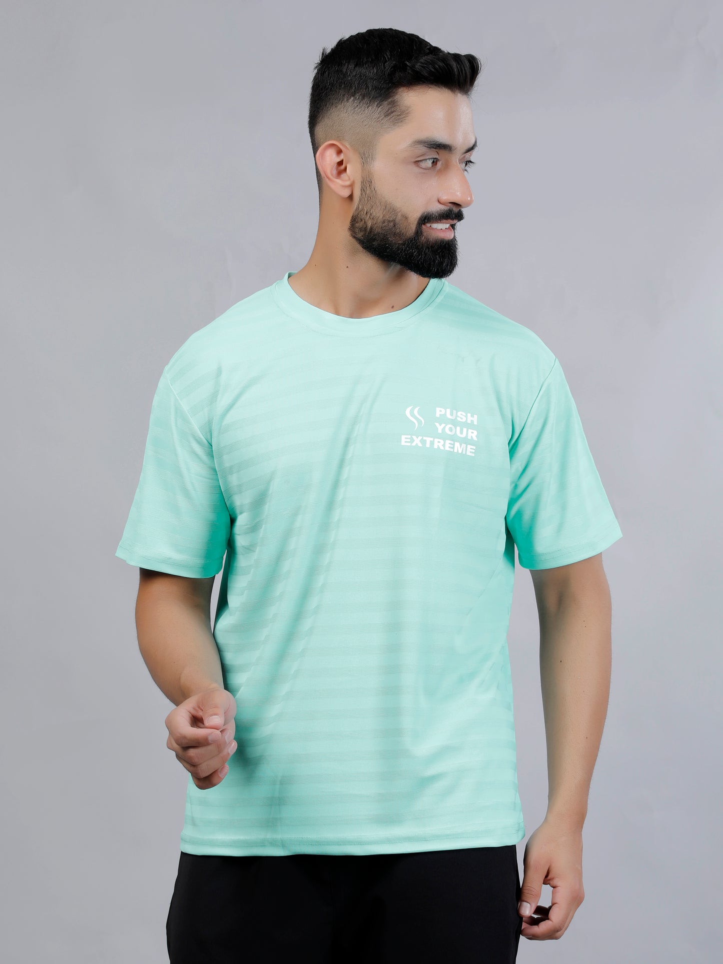 Sea green Dry fit workout motivation T-shirt by Slugger | Regular Fit & Round Neck