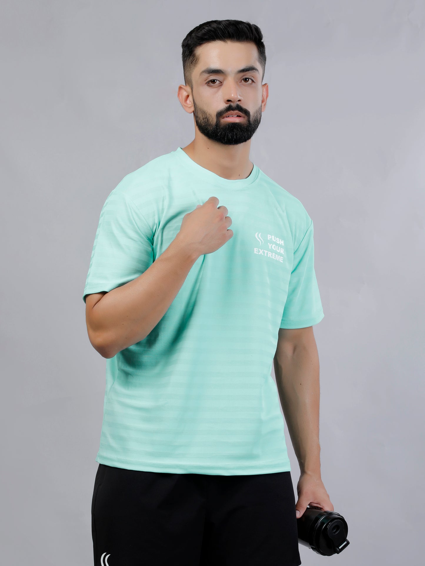 Sea green Dry fit workout motivation T-shirt by Slugger | Regular Fit & Round Neck