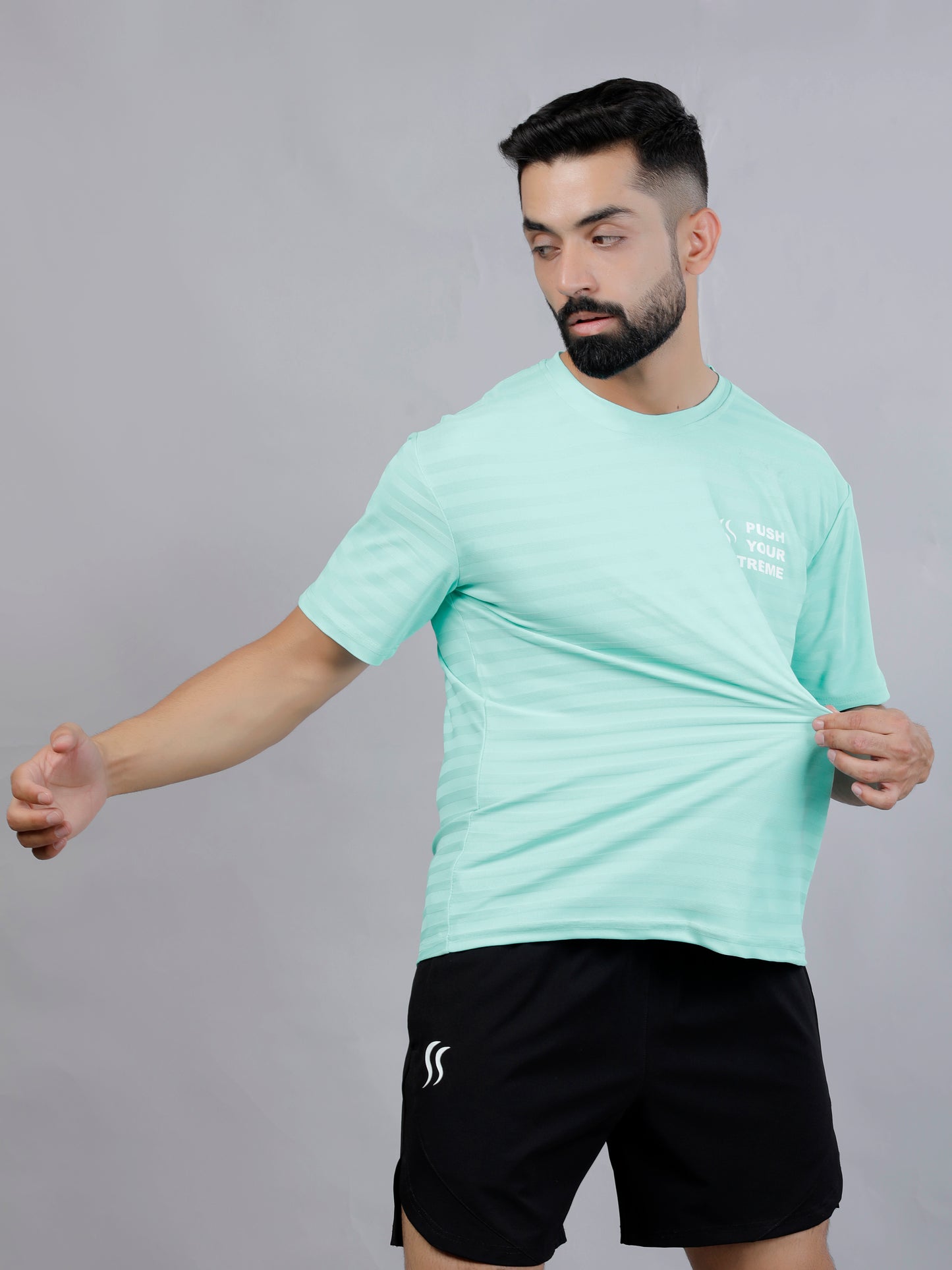Sea green Dry fit workout motivation T-shirt by Slugger | Regular Fit & Round Neck