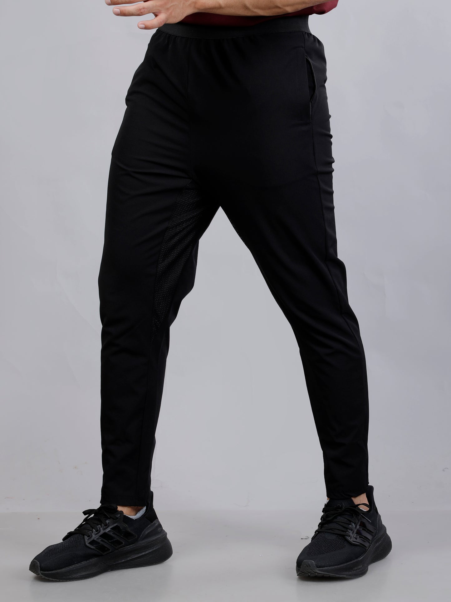 Maroon and Black Dry fit T-shirt and Joggers workout by Slugger | Regular Fit & V-Neck T shirt with Black Nylon joggers