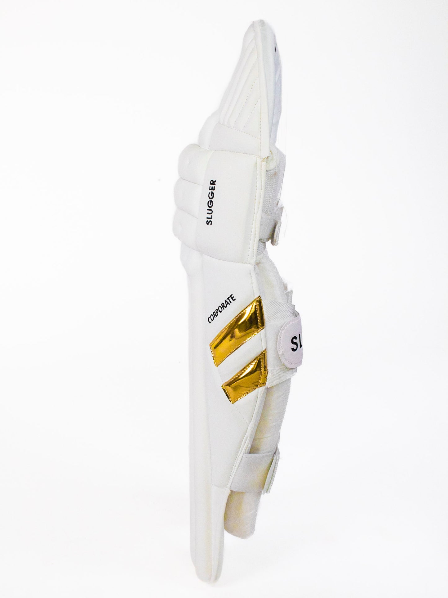 Slugger corporate cricket batting pad, showing its sideways, available online.