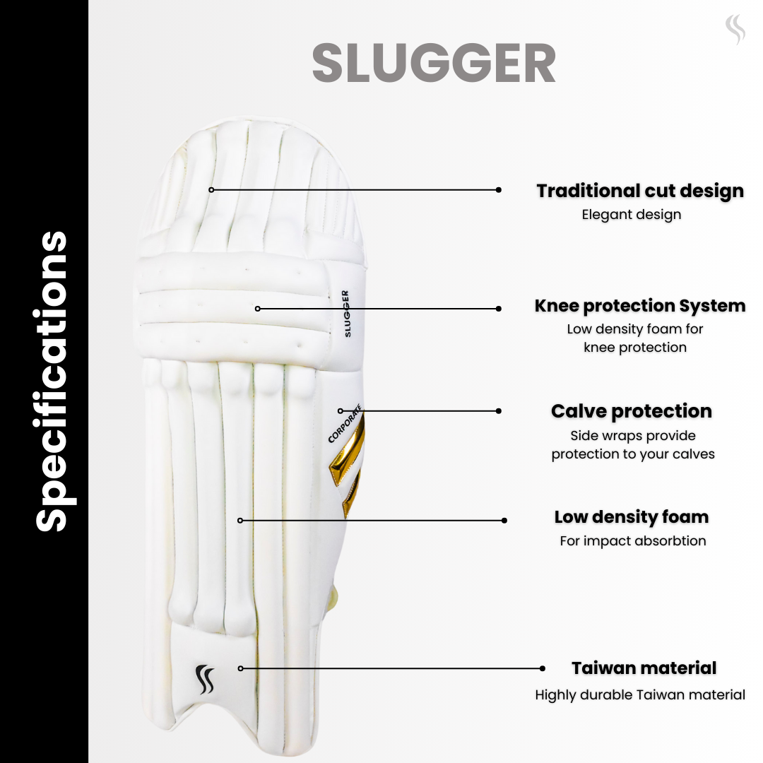 White cricket batting pads made of Taiwan material, traditional cut design, knee protection, calve protection,and Low density foam perfect for players seeking the best cricket pads online.