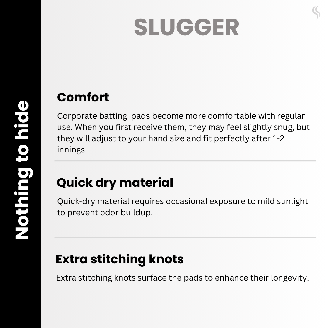 Features of Slugger White Cricket Batting pads Provide comfort, quick dry material, and extra stitching knots.