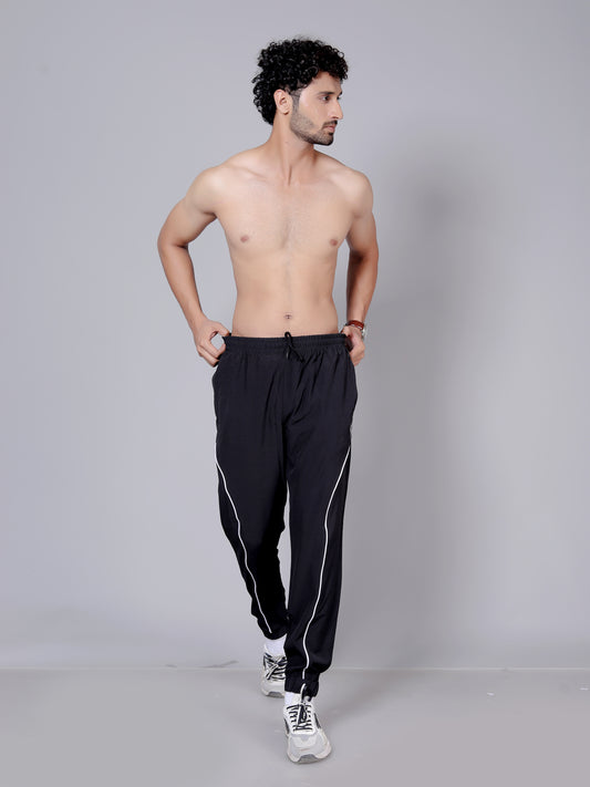 Black stripped joggers | Stretchable and comfortable