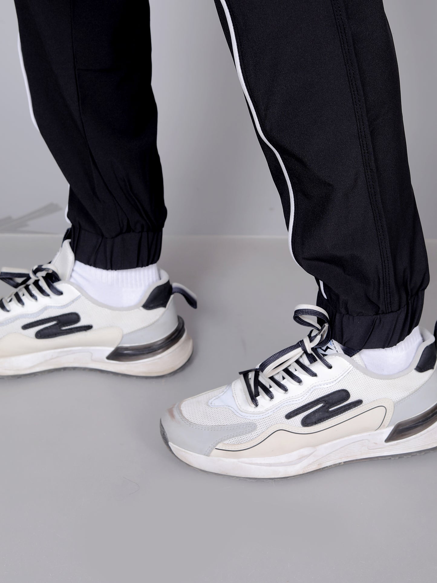 Ultra soft T-shirt and stripe joggers workout combo | Black T-shirt and black jogger