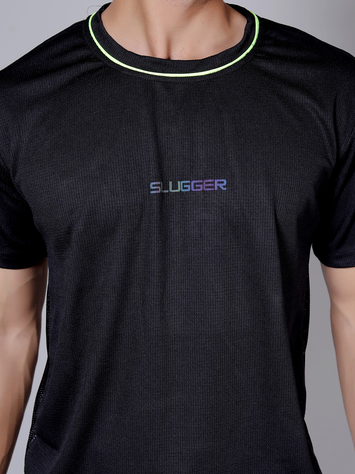 Dry fit neon and stripe joggers workout combo | Black Neon T-shirt and black jogger
