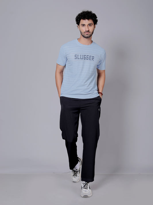 Dry fit sky blue dot and joggers workout combo | Black Neon T-shirt and black jogger