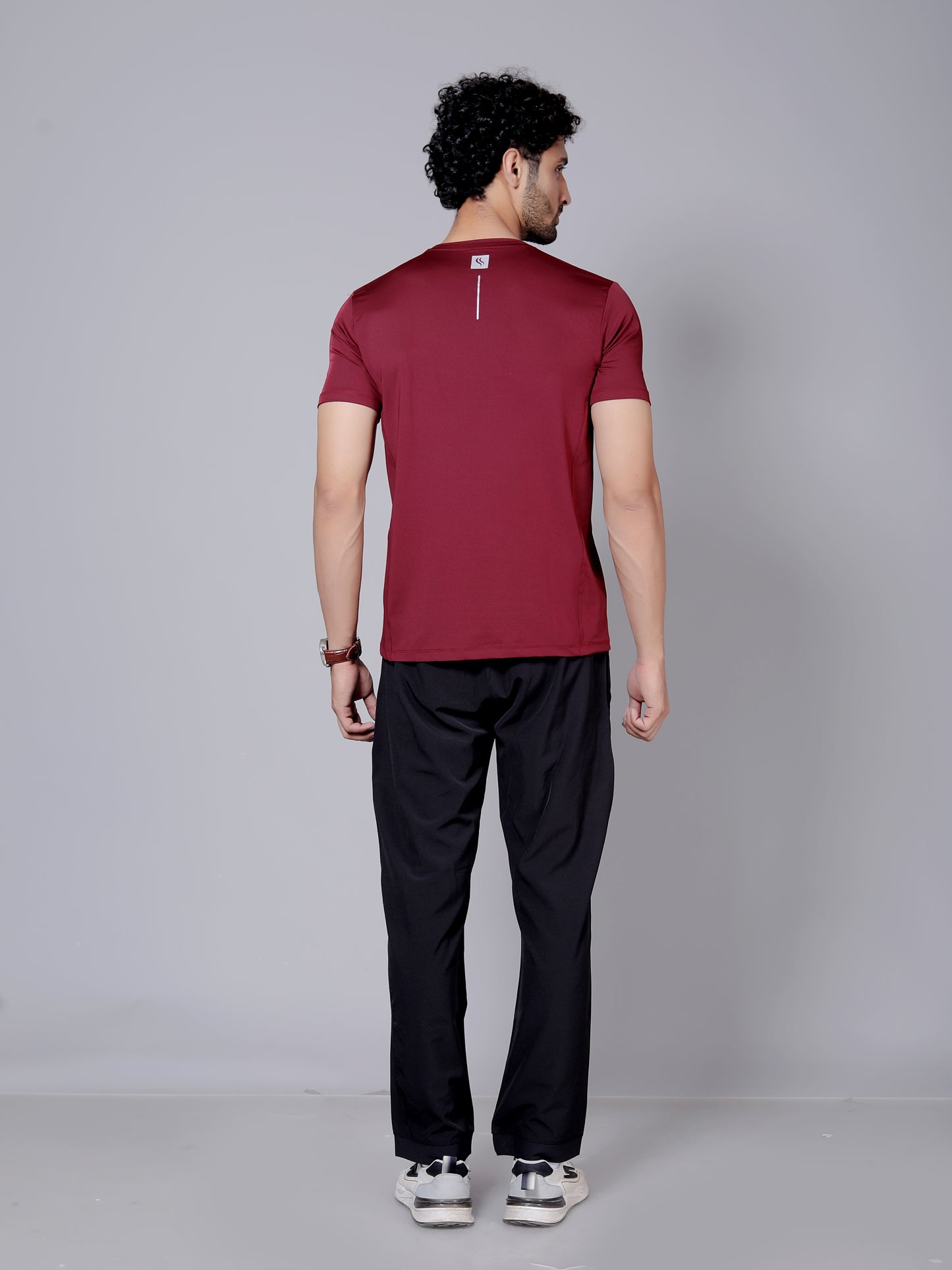Ultra soft T-shirt and joggers workout combo | Maroon T-shirt and black jogger