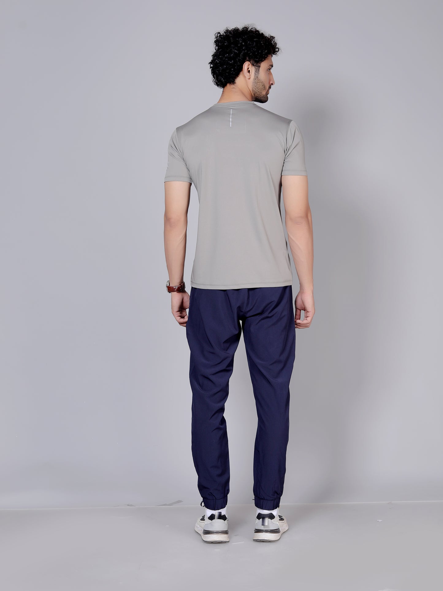 Ultra soft T-shirt and stripe joggers workout combo | Amber T-shirt and blue jogger