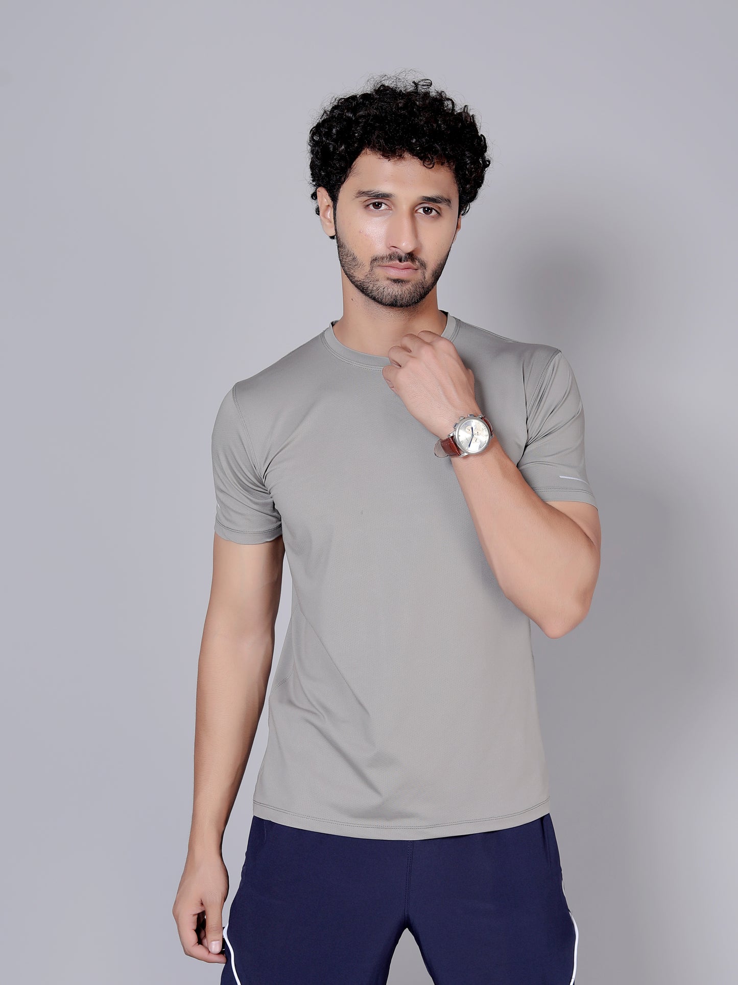 Ultra soft T-shirt and stripe joggers workout combo | Amber T-shirt and blue jogger