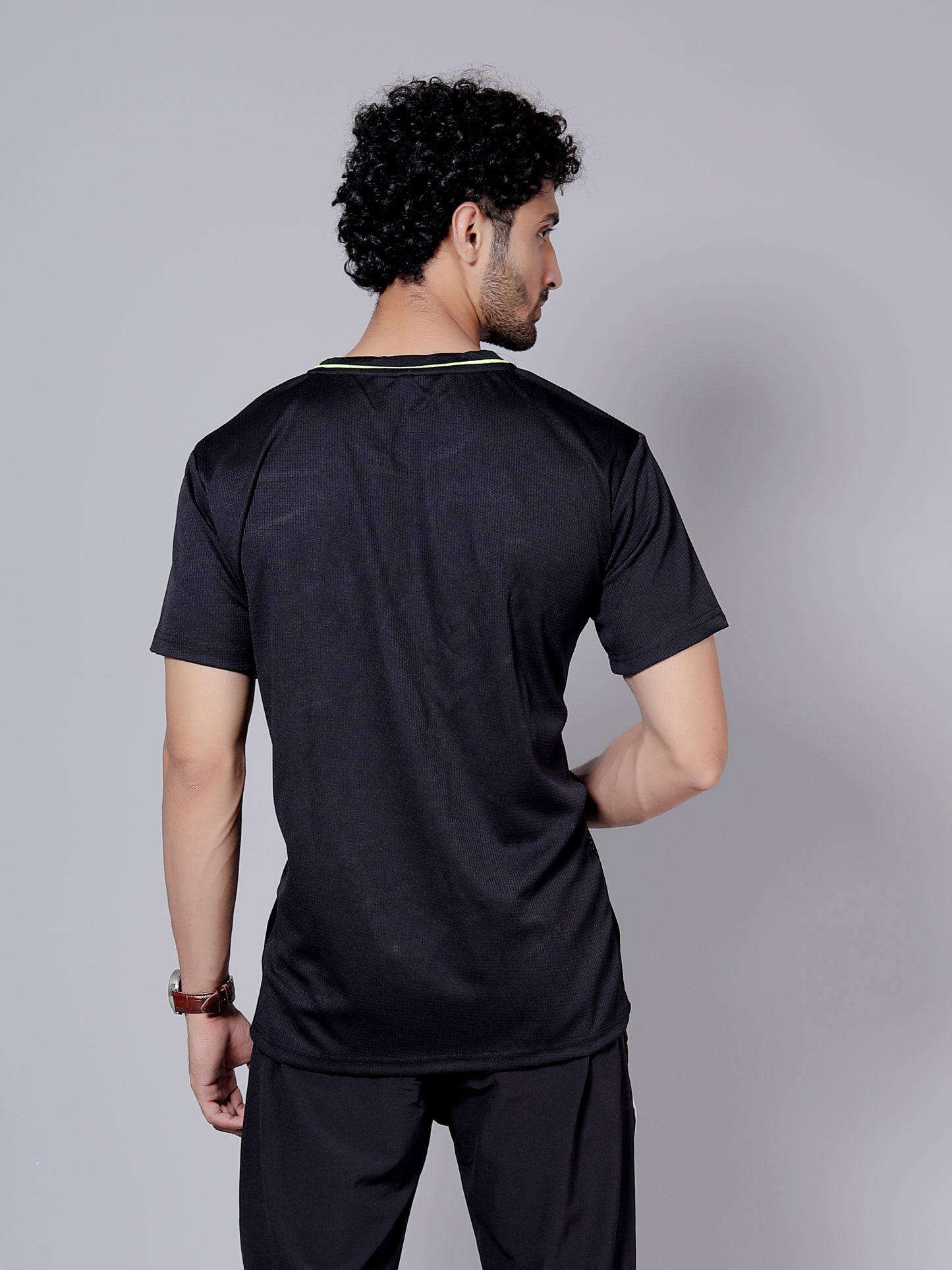 Neon black Dry fit workout T-shirt | Regular Fit & Round Neck