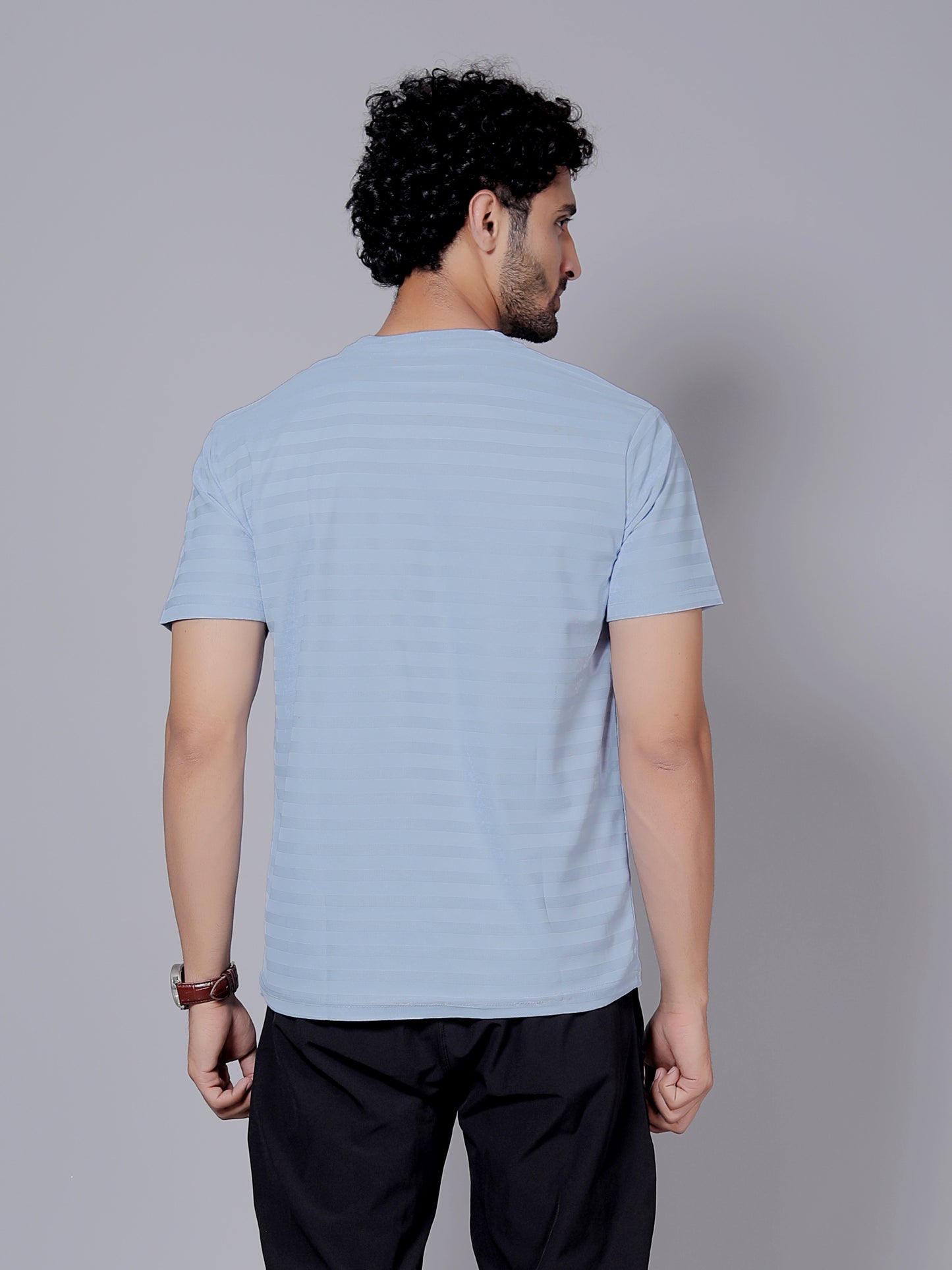 Sky blue doted Dry fit workout T-shirt | Regular Fit & Round Neck