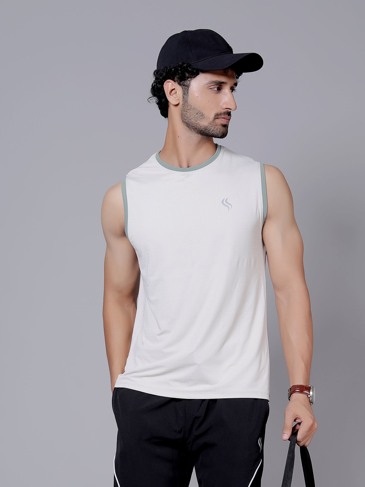 Ultra soft Cut sleeves Sports T-Shirt | Softest, lightest, and most breathable fabric | White and green colour