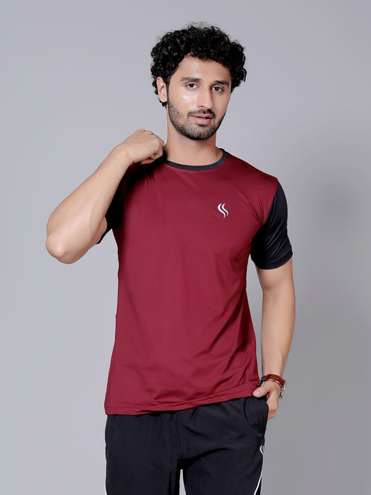 Ultra soft Sports T-Shirt | Softest, lightest, and most breathable fabric | Maroon and black colour