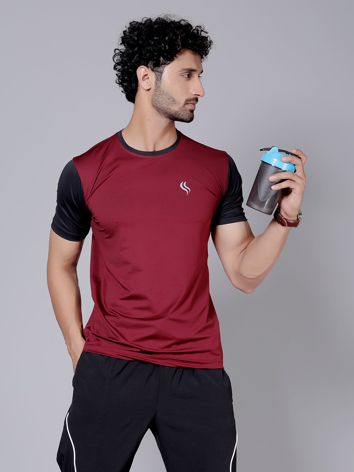 Ultra soft Sports T-Shirt | Softest, lightest, and most breathable fabric | Maroon and black colour