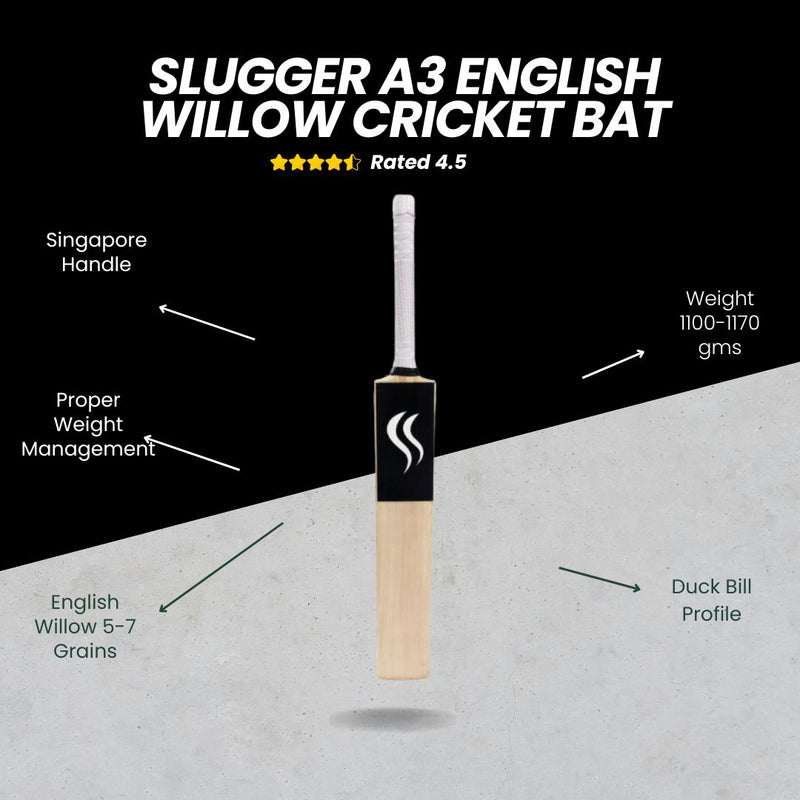 SLUGGER A3 English Willow Cricket bat (Corporate Series) Extra light