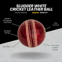 SLUGGER Red Leather Cricket Ball (Pack of 6)