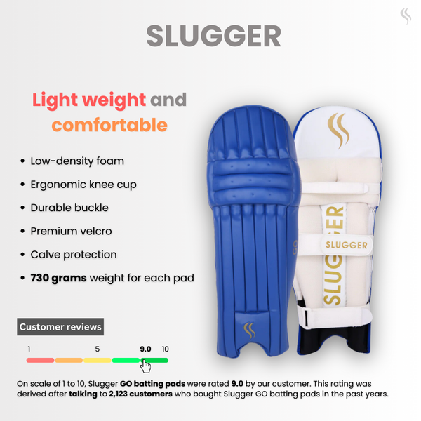 SLUGGER GO Blue series combo of Cricket Batting leg guards/pads and Gloves (PVC)