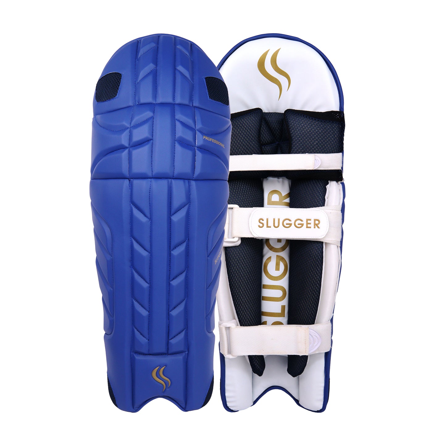 SLUGGER Professional Blue series combo of Cricket Batting leg guards/pads and Gloves