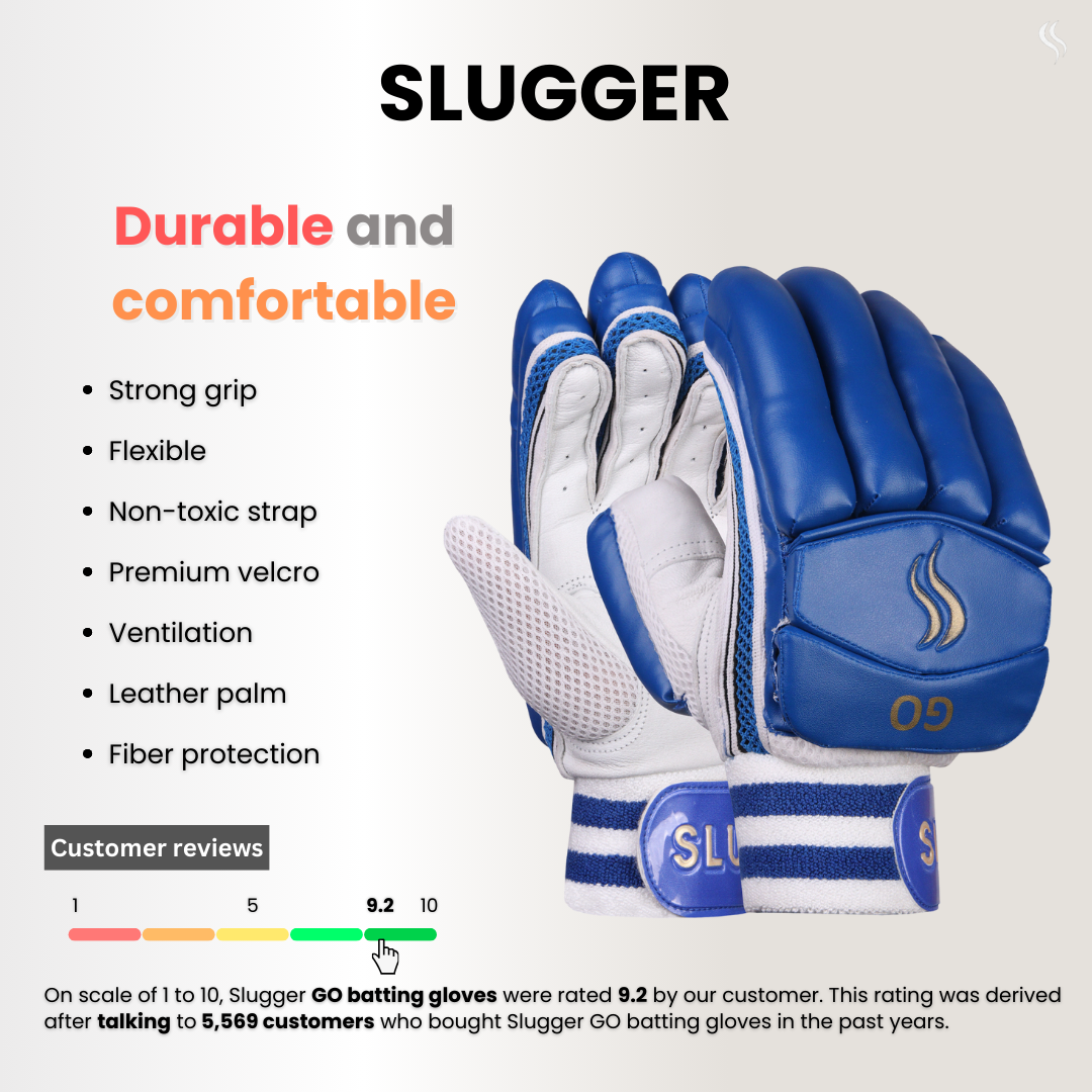 SLUGGER GO Blue series combo of Cricket Batting leg guards/pads and Gloves (PVC)