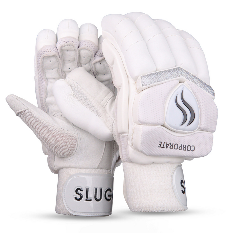 SLUGGER Corporate combo of Blue Batting Leg guards/Pads, White Gloves, and White Thigh guard/pad