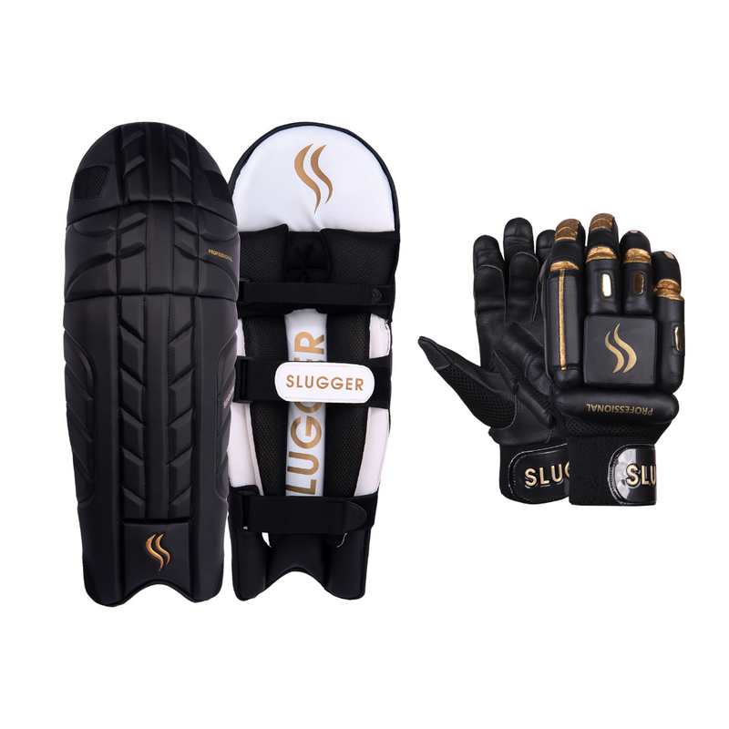 SLUGGER Professional Black series combo of Cricket Batting leg guards SluggerStore