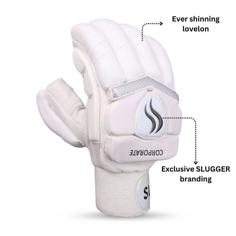 SLUGGER Corporate combo of Black Batting Leg guards/Pads and White Gloves (2 products)