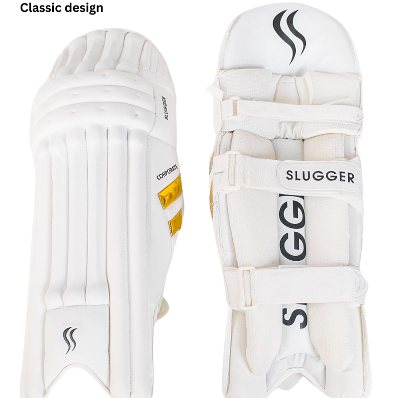 SLUGGER Corporate combo of White Batting Leg guards/Pads and White Gloves (2 products)