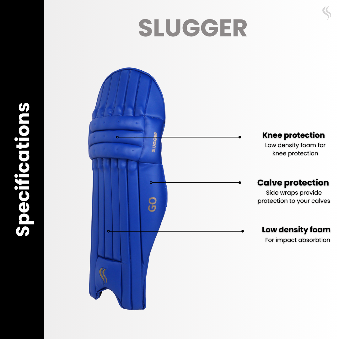 SLUGGER GO Blue series combo of Cricket Batting leg guards/pads and Gloves (PVC)