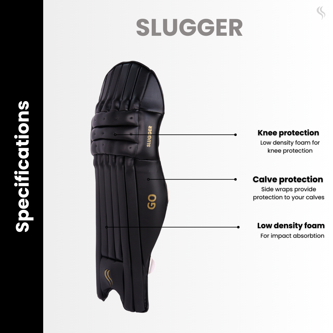 SLUGGER GO Black Cricket Batting Pads or Leg guards (PVC material)