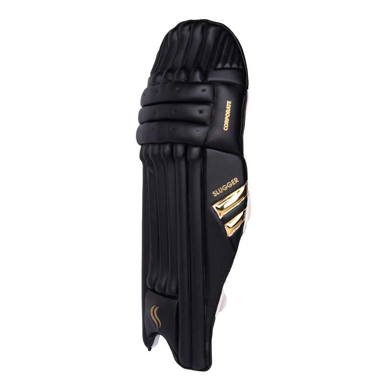 SLUGGER Corporate Black Cricket Batting Leg Guards or Pads (Taiwan material)