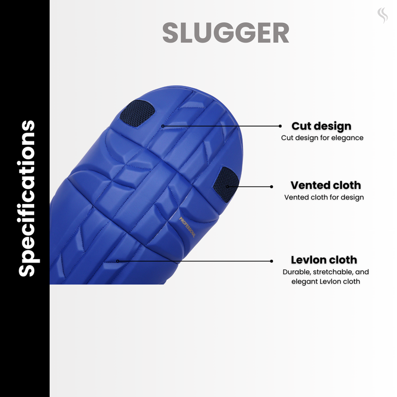 SLUGGER Professional Blue series combo of Cricket Batting leg guards/pads and Gloves