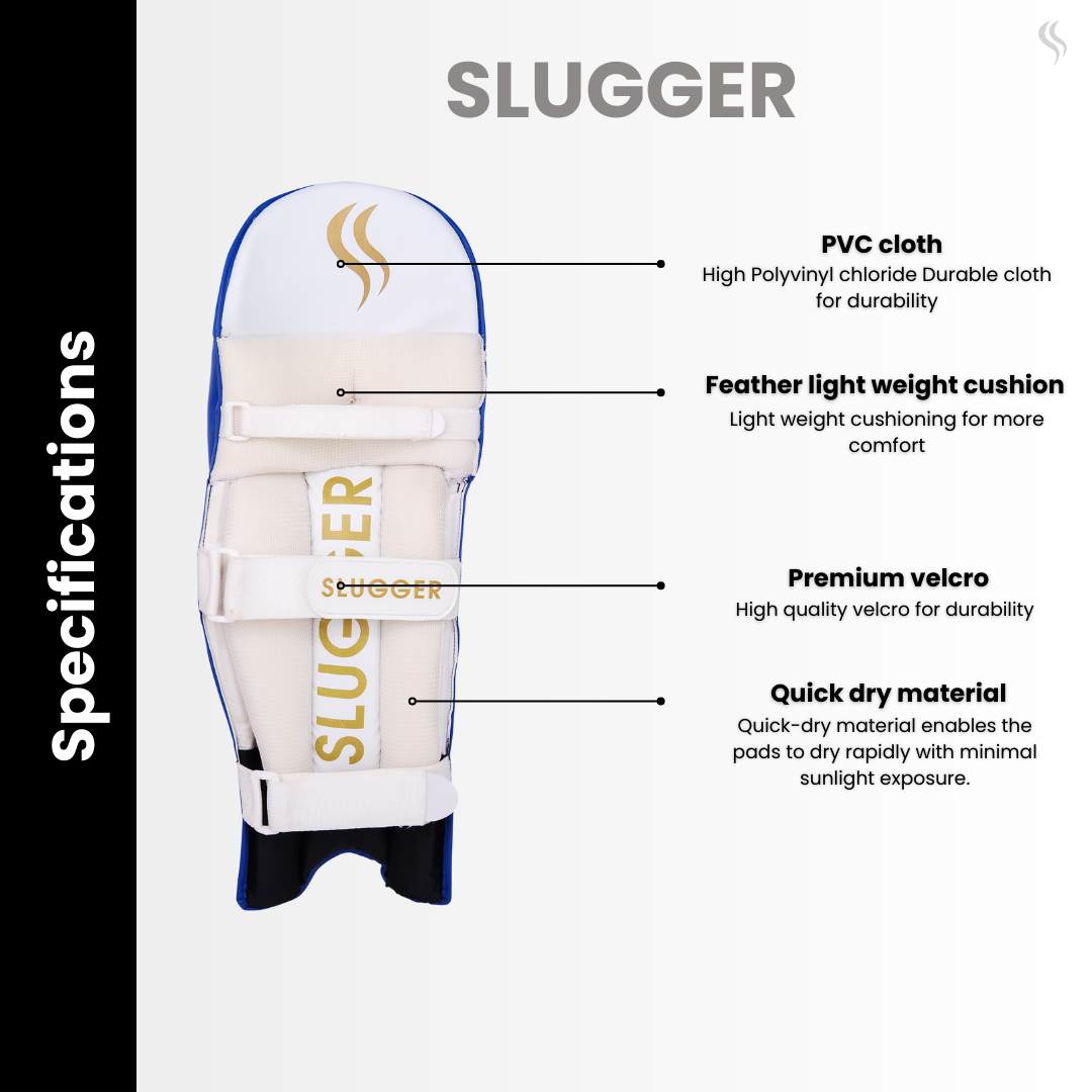 SLUGGER GO Blue series combo of Cricket Batting leg guards/pads and Gloves (PVC)