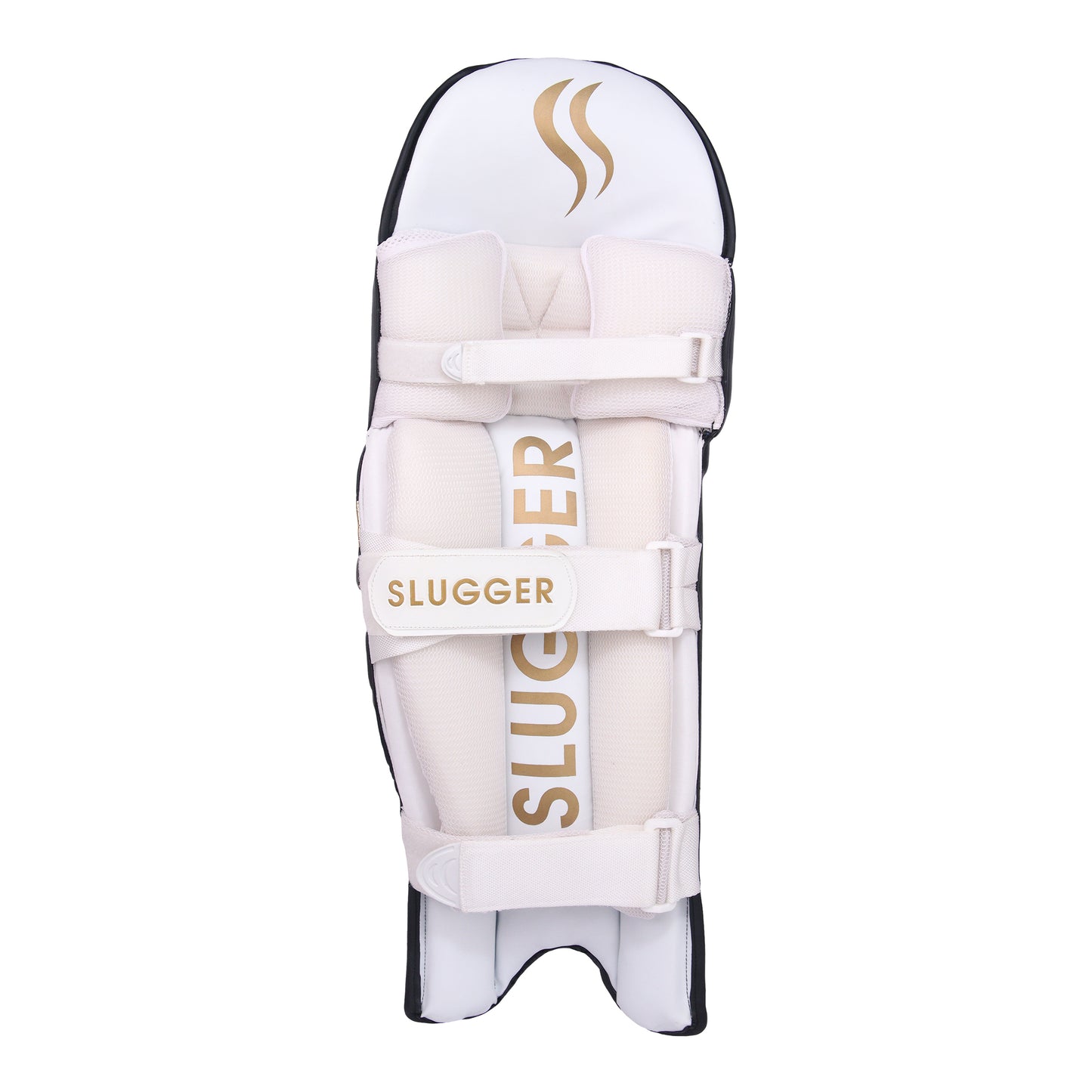 SLUGGER Corporate combo of Black Batting Leg guards/Pads, White Gloves, and White Thigh guard/pad