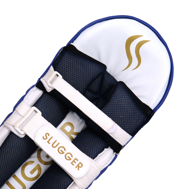 SLUGGER Professional Blue series combo of Cricket Batting leg guards/pads and Gloves