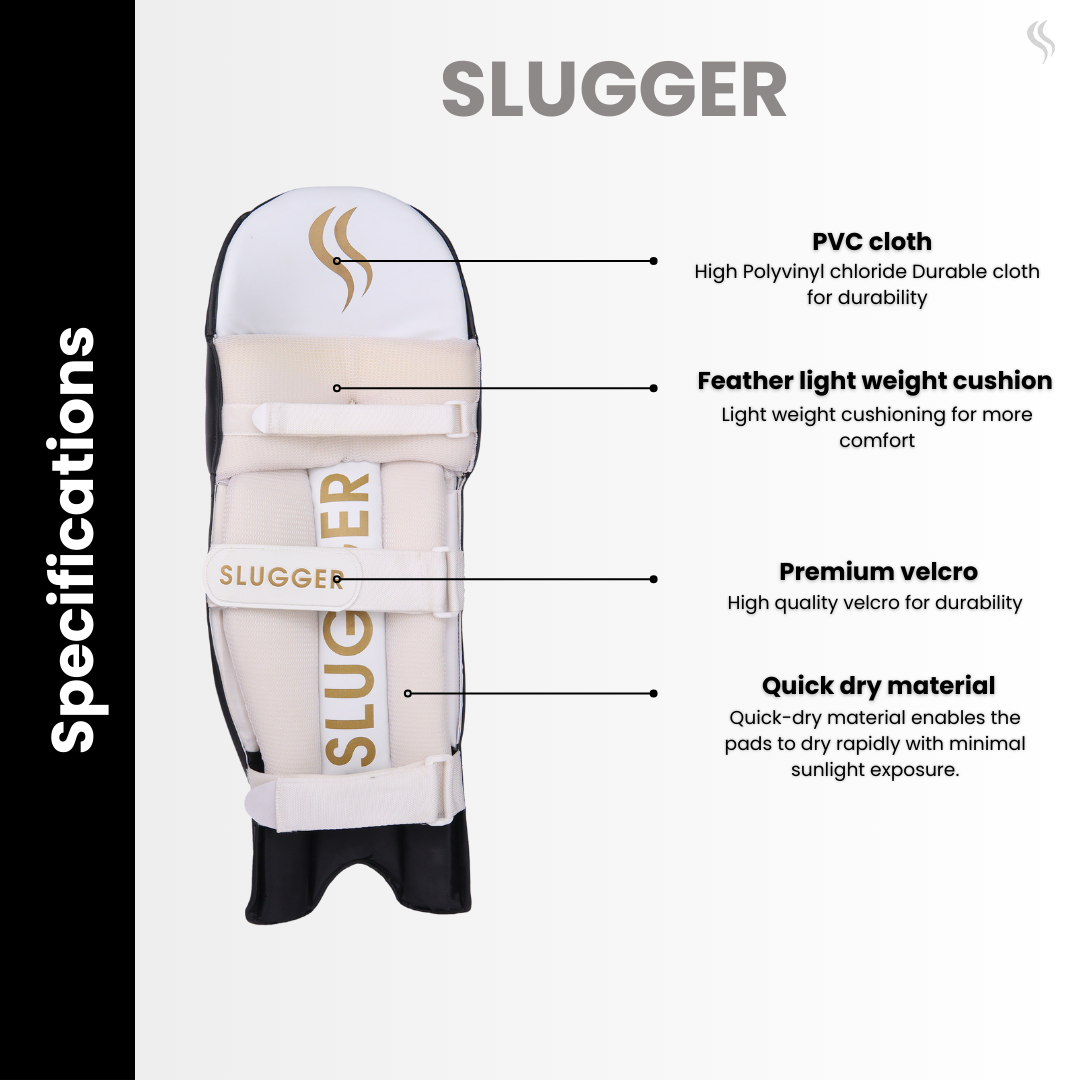 SLUGGER GO Black Cricket Batting Pads or Leg guards (PVC material)