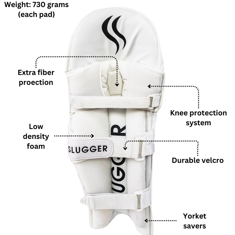 SLUGGER Corporate combo of White Batting Leg guards/Pads and White Gloves (2 products)