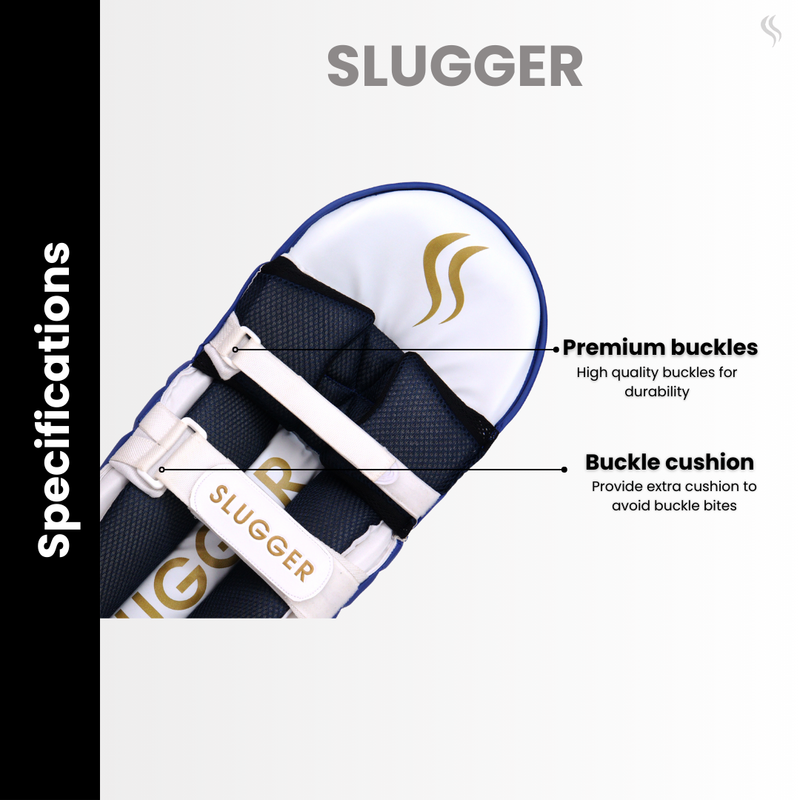 SLUGGER Professional Blue series combo of Cricket Batting leg guards/pads and Gloves