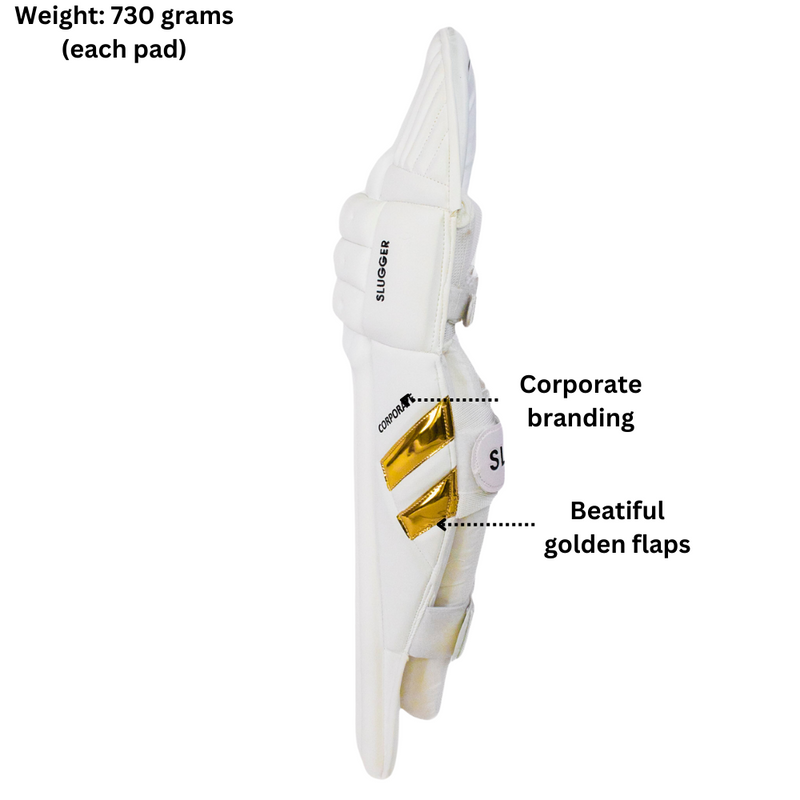 SLUGGER Corporate combo of White Batting Leg guards/Pads and White Gloves (2 products)