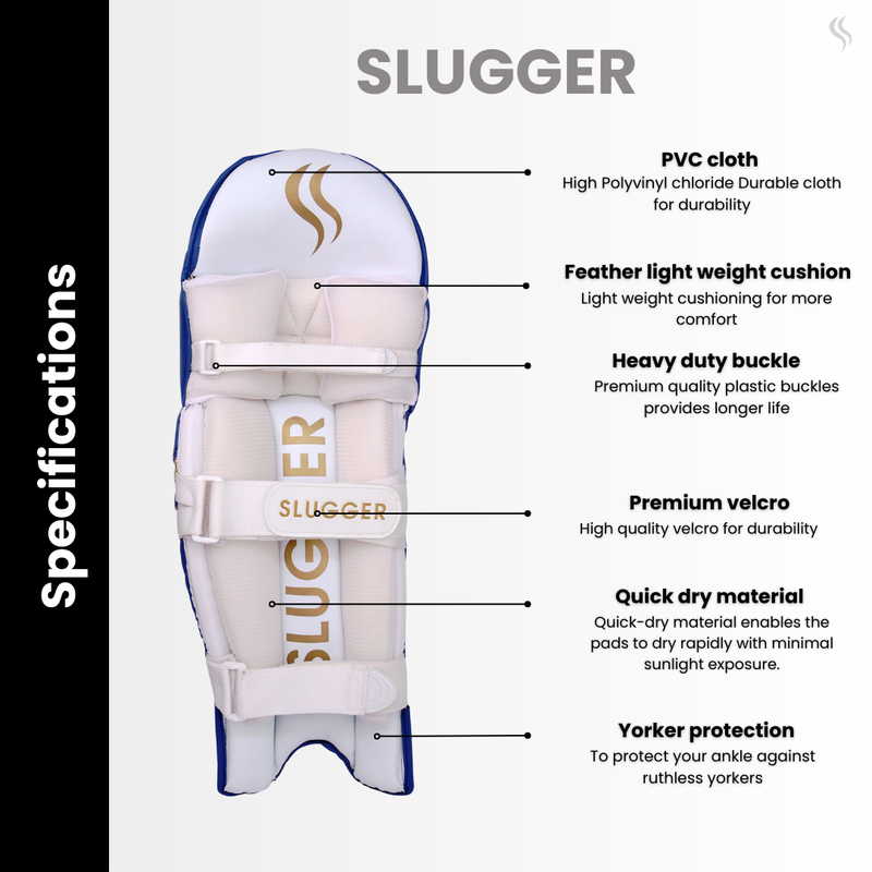 SLUGGER Corporate Blue Cricket Batting Leg Guards or Pads (Taiwan material)