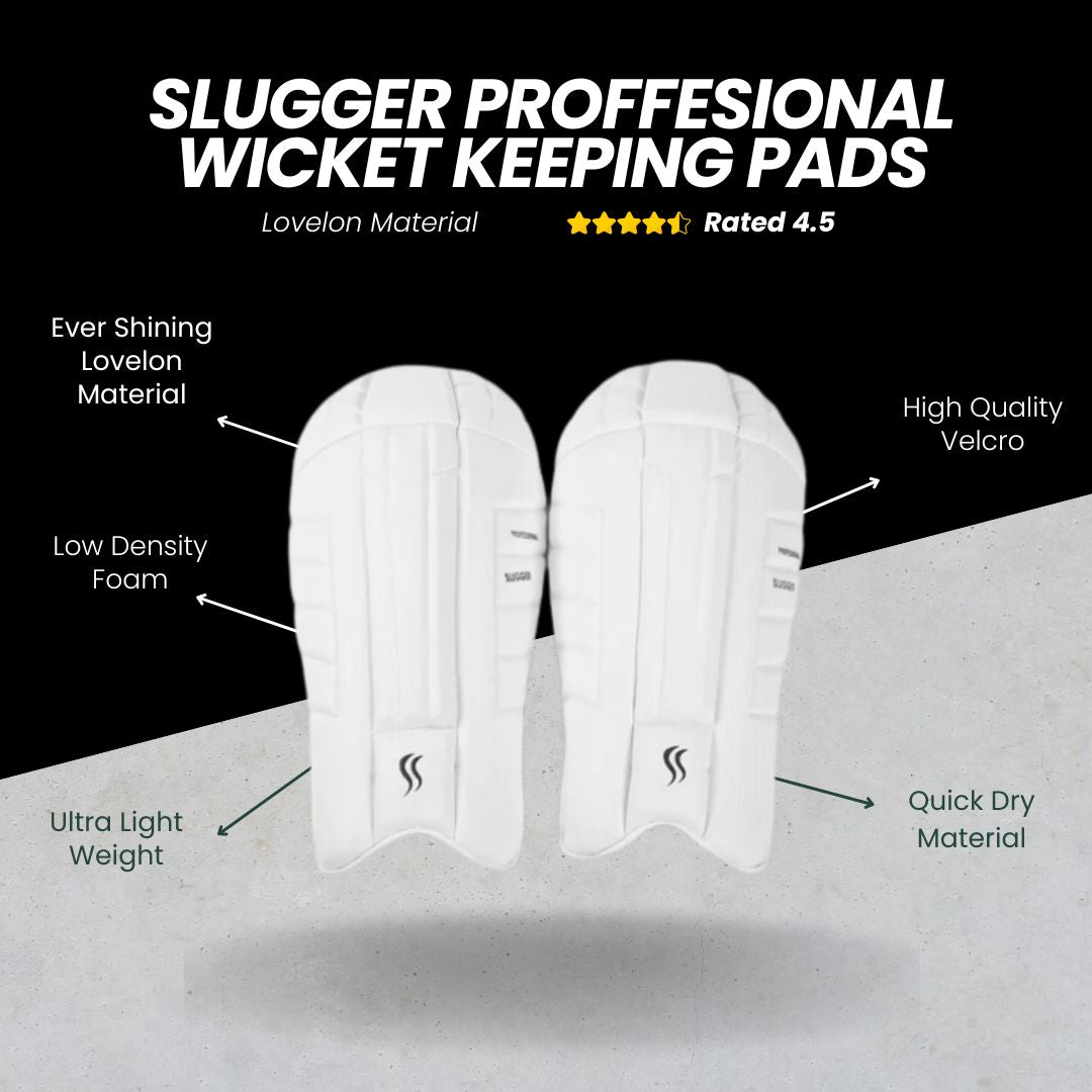 SLUGGER Professional Cricket Wicket Keeping Pads (Lovelon material)