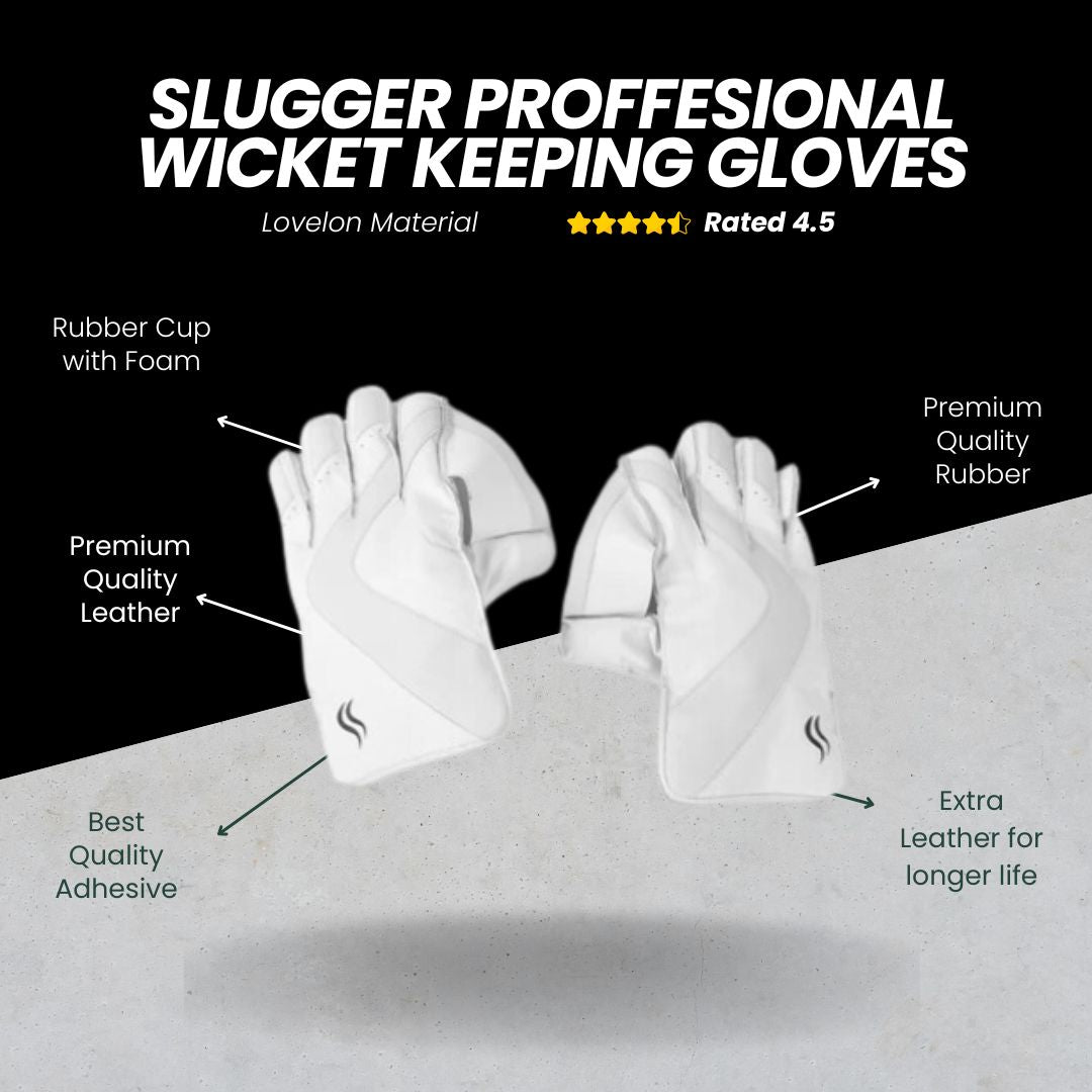 Slugger Professional Cricket Wicket Keeping combo of Gloves and Pads (Levlon and Leather)