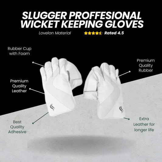 SLUGGER Professional Cricket Wicket Keeping Gloves (Leather material)