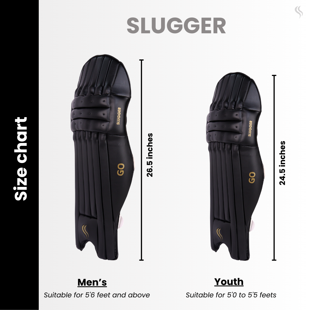 SLUGGER GO Black Cricket Batting Pads or Leg guards (PVC material)